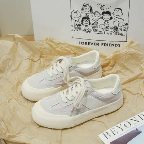 百搭防水厚底蓬蓬鞋小众拼色软底德训鞋女2023年新款设计感小白鞋商品大图