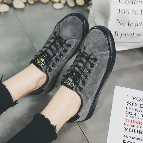 韩范儿女鞋chic小白鞋百搭平底板鞋2020夏秋季新款帆布鞋韩版新款商品大图