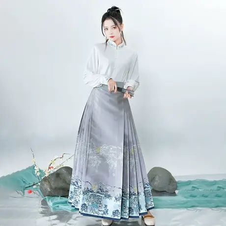 【如梦霓裳丨徽音】改良汉服女汉元素立领上衣衬衫仿螺钿马面裙图片