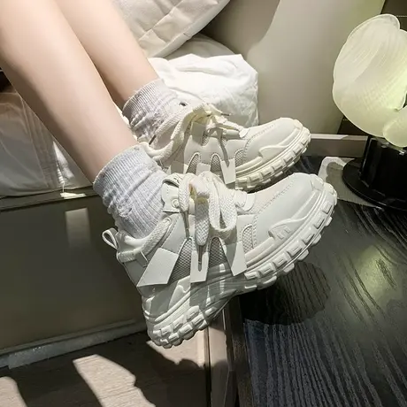 爆款老爹鞋女春款内增高女鞋子时尚休闲鞋小个子黑色厚底运动鞋女图片