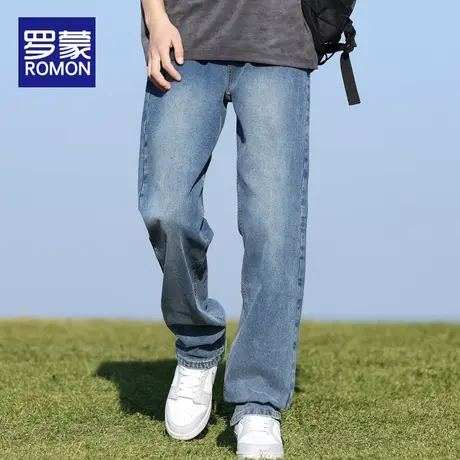 罗蒙春夏季牛仔裤男潮牌直筒宽松大码休闲春秋长裤子男士2024新款商品大图