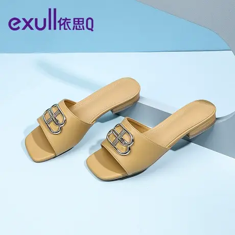 依思q外穿秋季一字拖鞋女2023年新款爆款网红平底舒适凉拖鞋子商品大图