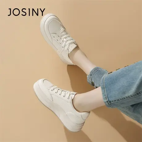 Josiny/卓诗尼厚底板鞋2024新款春季软底增高舒适休闲学生小白鞋商品大图