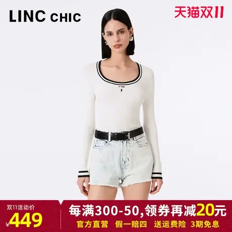 LINCCHIC金羽杰2023年秋季新款修身紧致撞色边针织衫女S233SW459Y商品大图