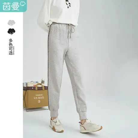 【商场同款】茵曼休闲女2023年冬季新款束脚抽绳宽松显瘦全棉长裤商品大图