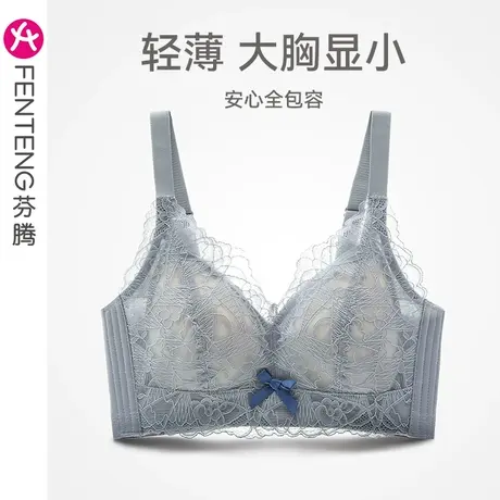 芬腾内衣女大胸显小无钢圈薄款舒适收副乳上托防下垂蕾丝文胸胸罩图片