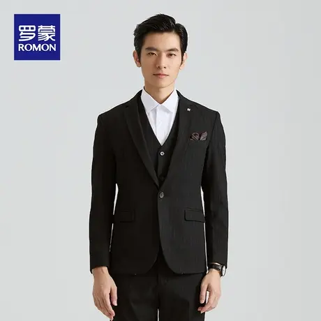 罗蒙西装男套装商务条纹西服修身青年职业正装伴郎服新郎结婚礼服图片