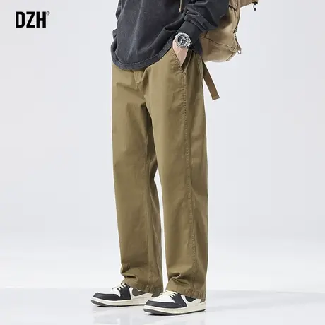 男士卡其色裤子男宽松直筒秋季休闲裤男款百搭工装风2023新款长裤商品大图