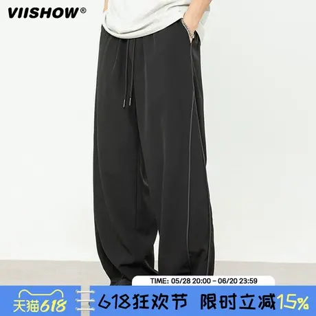 VIISHOW潮牌美式反光条拼接冲锋裤男春季宽松百搭阔腿运动休闲裤商品大图