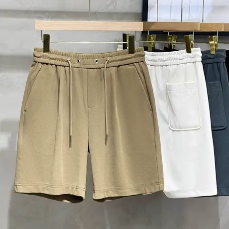 美式重磅短裤男外穿夏季休闲裤运动灰色中裤卫裤宽松纯色五分裤子商品大图