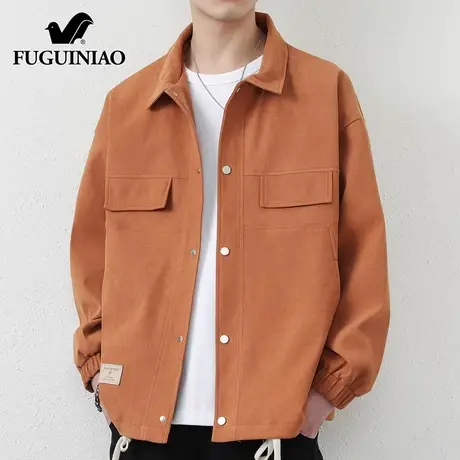 富贵鸟休闲夹克男士翻领上衣服春季2025年新款高端工装外套男秋冬商品大图
