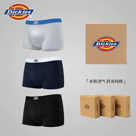 Dickies男士内裤纯棉裆平角裤青少年纯色透气四角裤男生短裤高弹商品大图