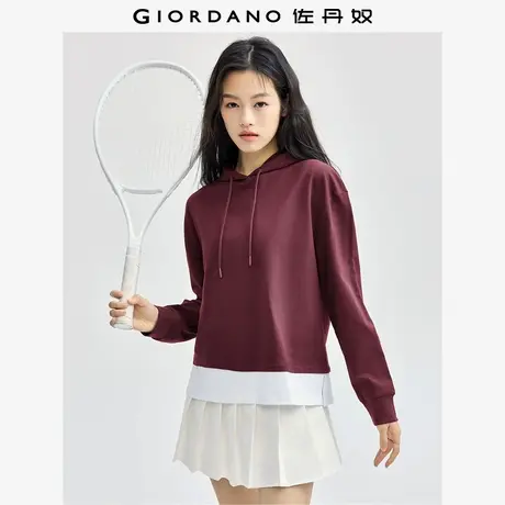 佐丹奴外套女装纯棉假两件连帽针织套头卫衣 13324733商品大图