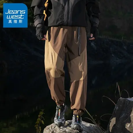 N5真维斯男士工装裤2025新款秋季撞色宽松户外休闲束脚裤男款裤子商品大图