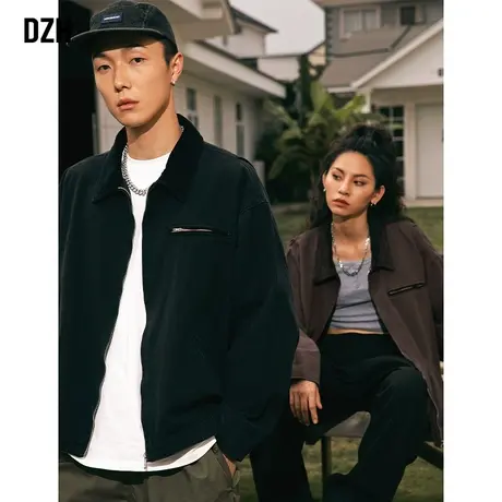 情侣美式工装外套男高级感痞帅情侣装2023年新款秋季复古夹克秋装商品大图