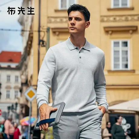 MrBu布先生翻领长袖纯棉针织衫2025秋新款珠地肌理上衣男BT16882商品大图