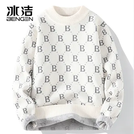 冰洁男士毛衣秋冬2023年新款半高领青年针织衫保暖毛线衣冬装ZC商品大图