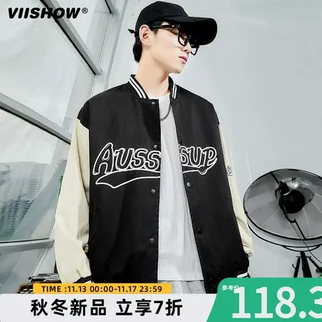 VIISHOW潮牌棒球服男生秋冬款ins大码宽松休闲夹克潮流美式外套商品大图