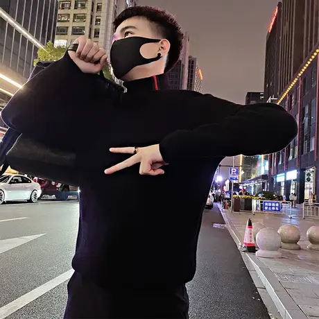 高领毛衣男冬季2023新款时尚韩版修身轻熟内搭纯色针织打底衫上衣商品大图