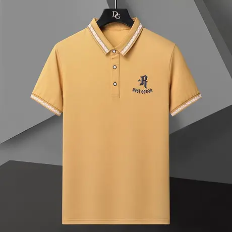 夏季绣花短袖T恤男士Polo衫韩版修身潮流青年半袖纯棉打底衫上衣商品大图