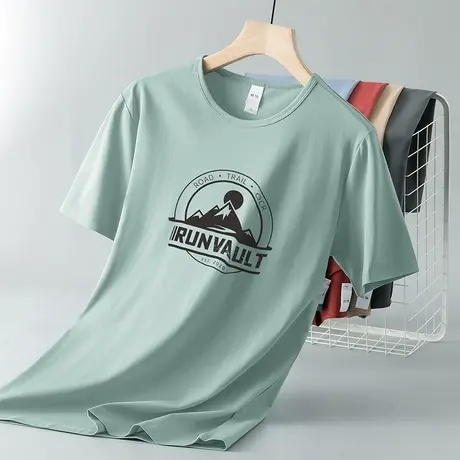 莫代尔短袖t恤男装夏季潮流圆领上衣服冰丝凉感透气半袖速干体恤商品大图