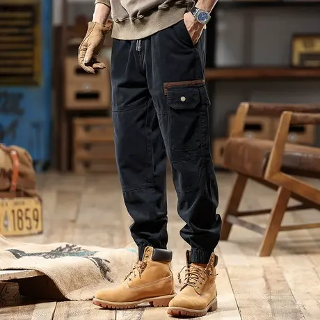 舒适束脚休闲裤碳磨雪花绒斜纹高配精梳棉布时尚百搭潮流工装裤商品大图