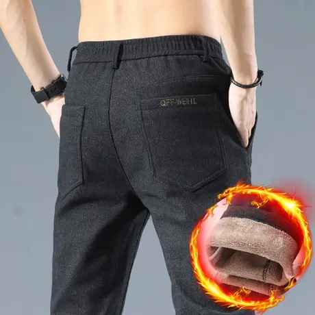 秋冬季冬裤加绒加厚休闲裤子男士直筒宽松男裤2024新款羊羔绒棉裤商品大图