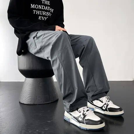 美式军绿色工装裤子男秋季防水机能冲锋裤侧边拉链专业徒步登山裤商品大图