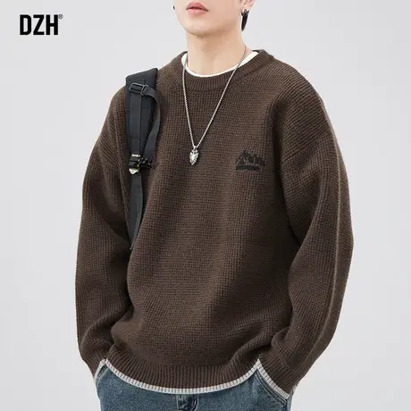男士圆领毛衣男秋冬款高级感青少年外套2023新款慵懒风针织衫男款商品大图