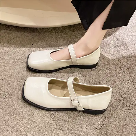 玛丽珍小皮鞋女2024春季新款方头复古软底奶奶鞋晚晚风单鞋配裙子商品大图