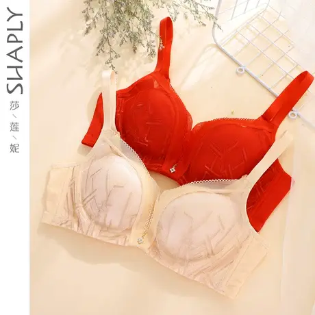 莎莲妮小胸性感聚拢调整型文胸无钢圈中厚女士内衣蕾丝收副乳胸罩商品大图