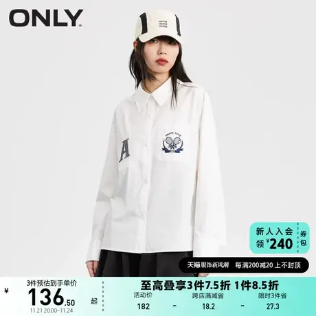 ONLY奥莱春季新款学院风时尚百搭精致刺绣宽松衬衫女商品大图