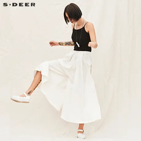 sdeer圣迪奥2019夏装宽松飘逸垂坠感印花裙裤阔腿裤女S17281107商品大图