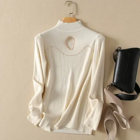 春装2024年新款半高领毛衣打底衫女长袖套头修身显瘦洋气针织衫女图片
