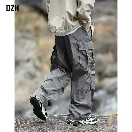 男士肌理感褶皱工装裤子男春秋2024新款美式直筒休闲裤机能伞兵裤商品大图