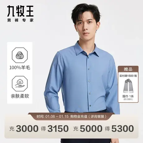 [绵羊毛]九牧王男装正装长袖衬衫2024春季新款挺括有型男士衬衣EN图片