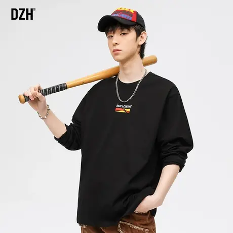 男士长袖t恤男2024年春季打底衫男款内搭黑色纯棉百搭体恤衫卫衣商品大图