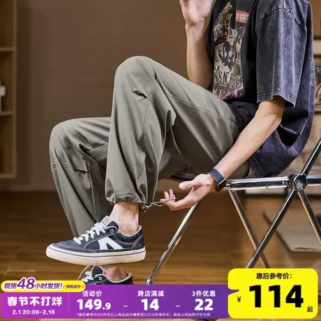 唐狮2024男休闲裤薄款宽松阔腿裤子男款潮酷直筒工装日系风长裤商品大图