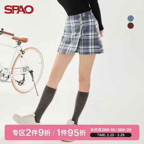 SPAO 女士半身裙春季新款格纹短款时尚半身裙裤SPWHB4TS24图片