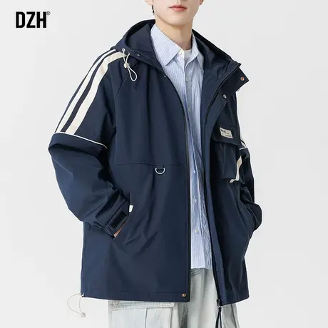 男士蓝色工装外套春装新款男冲锋衣高级感衣服男款美式夹克防风衣商品大图