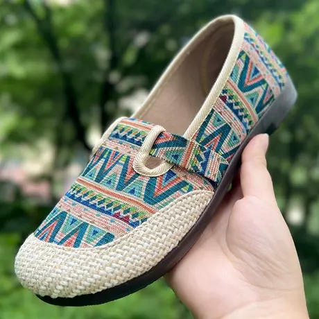 老北京布鞋女旗舰店官方单鞋民族风春秋休闲舒适百搭浅口鞋小瓢鞋商品大图