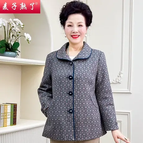 妈妈春装毛呢外套服阔太太大码老人上衣60岁7080秋奶奶中老年女装商品大图