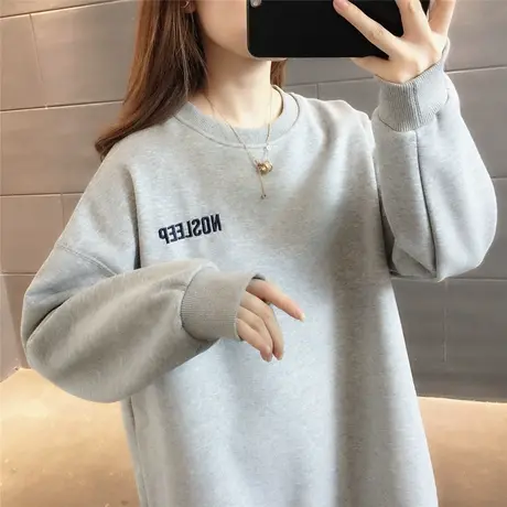 中长款卫衣2023新款套头开叉简约风韩版宽松显瘦上衣外套加绒百搭商品大图