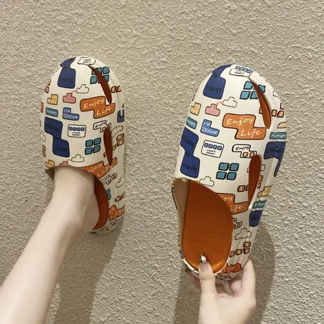 半拖鞋女夏外穿2023新款时尚厚底防滑高级感ins潮包头凉拖鞋百搭图片