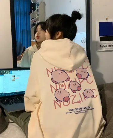 连帽卫衣女小个子春秋2023新款美式复古小众设计感宽松慵懒风上衣图片