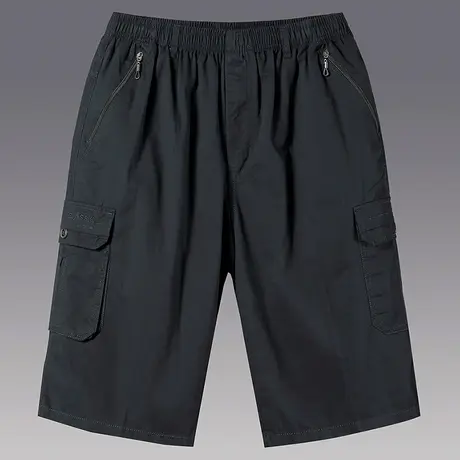 100%纯棉中年男全棉夏季七五分中短裤外穿爸爸装老人薄款休闲裤子商品大图