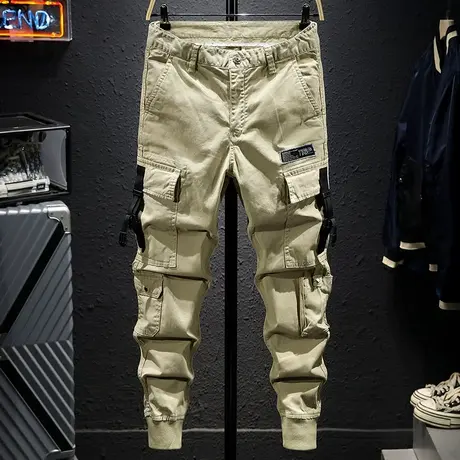 春夏款时尚潮牌工装裤男宽松束脚多口袋男士休闲裤子学生青少年款商品大图