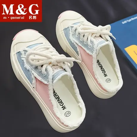 名将包头半拖鞋女外穿2023夏季新款小白鞋帆布鞋女一脚蹬懒人鞋图片