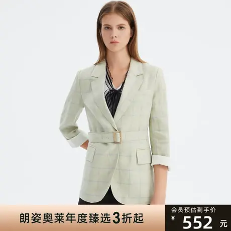 朗姿旗下商场同款年夏季新款显瘦通勤优雅复古百搭西装图片