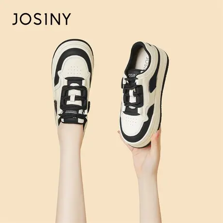 Josiny/卓诗尼黑白板鞋女款2024新款春季厚底舒适运动休闲熊猫鞋商品大图
